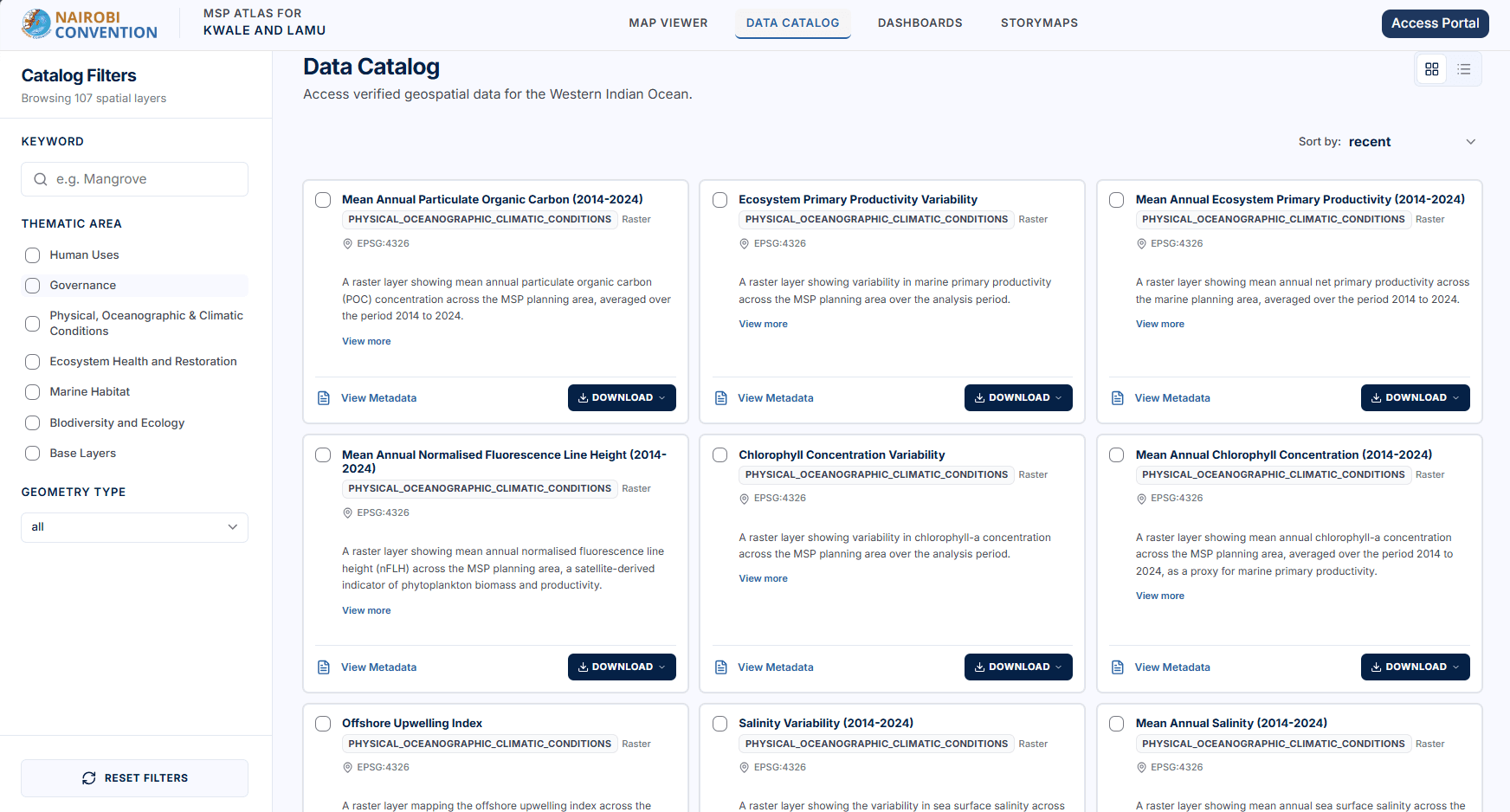 MSP Atlas searchable data catalog